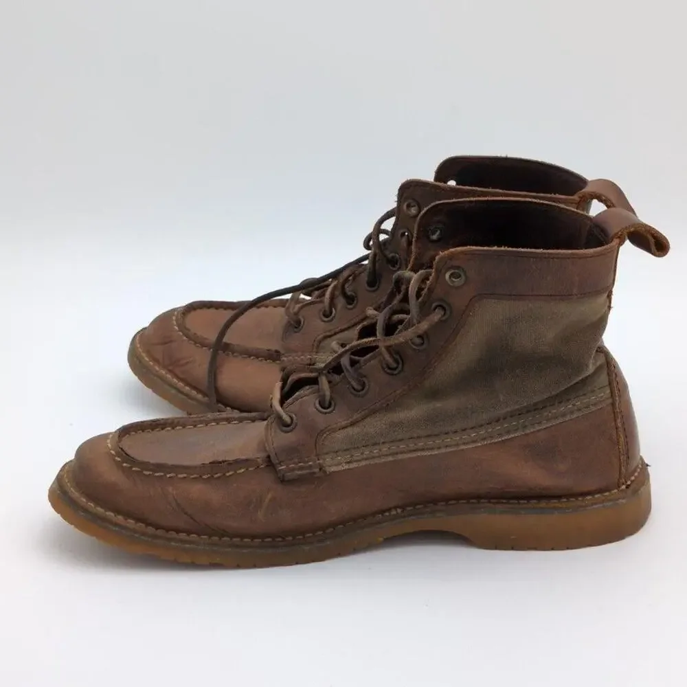 Red Wing Boots Mens 9 Brown 3335 Weekender Canvas Moc Leather Work Shoes